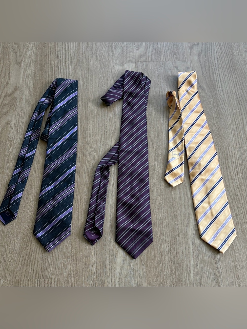 NWOT Brioni Striped Ties 3.5" Handmade Woven Silk Neck Tie Italy Lot of 3 $295